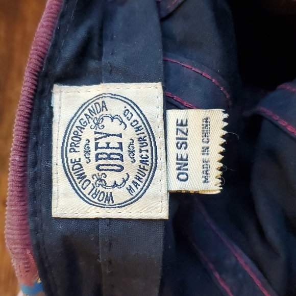 Obey 5 Panel Hat, Burgundy - Picture 5 of 5